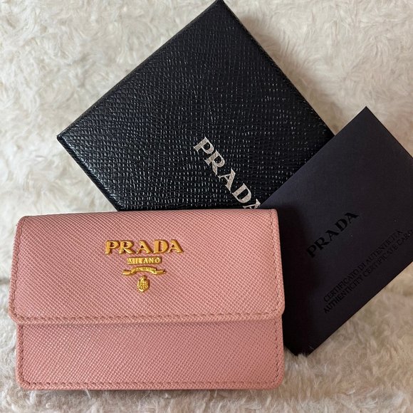 Prada Pink Saffiano Card Holder 